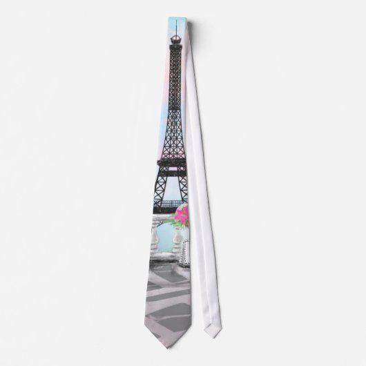 I Liebe Paris - Eiffelturm und Bouquet-Blume Krawatte (Vorderseite)