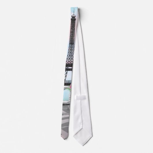 I Liebe Paris - Eiffelturm und Bouquet-Blume Krawatte (Rückseite)