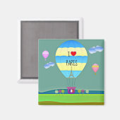 I Liebe Paris, farbenfroher Heißluftballon Magnet (Vorderseite/Rückseite)