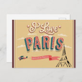 I Liebe Paris Frankreich Eiffel Tower Travel Postkarte (Vorne/Hinten)