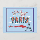 I Liebe Paris Frankreich Eiffel Tower Travel Postkarte (Vorderseite)