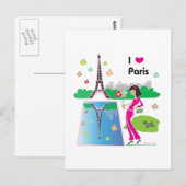 I Liebe Paris, Frankreich Postkarte (Vorne/Hinten)
