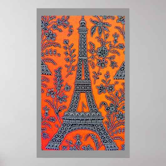 I Liebe Paris Grau Border Poster klein (Vorne)