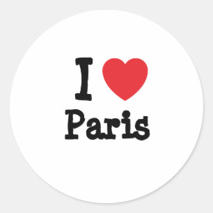 I Liebe Paris Herz Brauch personalisiert Runder Aufkleber