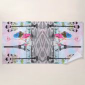 I Liebe Paris - Hübsche Dame mit rosa Herzballon Strandtuch (Vorderseite)