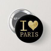 I LIEBE PARIS IMITATS GLITZER SCHALTFLÄCHE BUTTON (Vorne & Hinten)