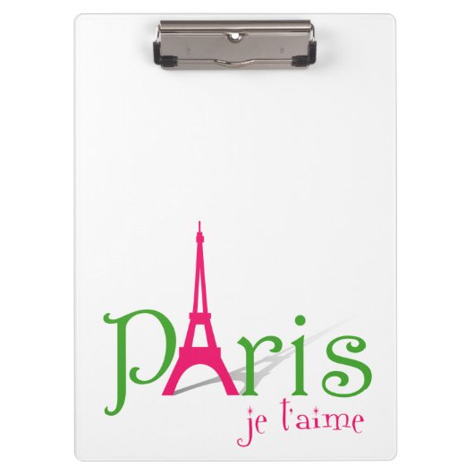 I Liebe Paris Klemmbrett (Vorderseite)