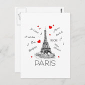I Liebe Paris, Mon Amour Postkarte (Vorne/Hinten)