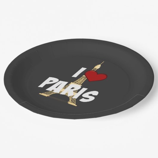 I Liebe Paris Pappteller (Schrägansicht)