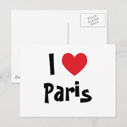 I Liebe Paris Postkarte (Vorne/Hinten)