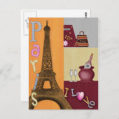 I Liebe Paris Postkarte (Vorne/Hinten)