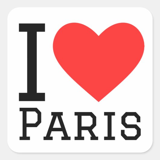 I Liebe paris Quadratischer Aufkleber (Vorderseite)