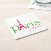 I Liebe Paris Rechteckiger Pappuntersetzer (angewinkelt)
