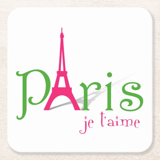 I Liebe Paris Rechteckiger Pappuntersetzer (Vorderseite)