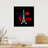 I Liebe Paris . Romantisches Rotes Herz Poster (Küche)