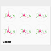 I Liebe Paris Runder Aufkleber (Blatt)