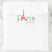 I Liebe Paris Runder Aufkleber (Tasche)