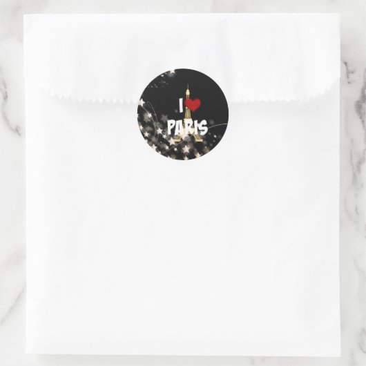 I Liebe Paris Runder Aufkleber (Tasche)