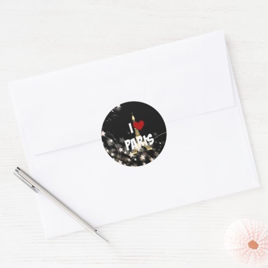 I Liebe Paris Runder Aufkleber (Umschlag)