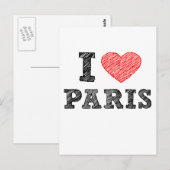 I Liebe Paris Sketch Postkarte (Vorne/Hinten)