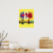 I Liebe Paris Skyline Französisches Flag Wall Art  Poster (Küche)
