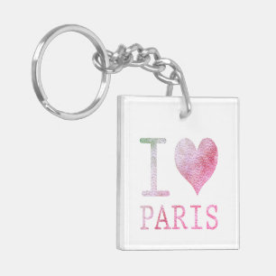 I Liebe Paris Square Doppelseitige Schlüsselkette Schlüsselanhänger