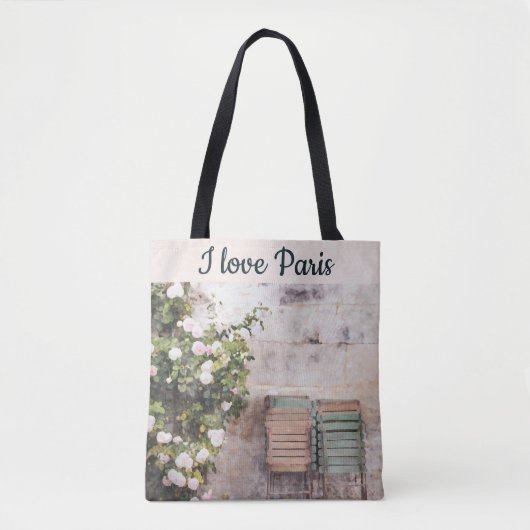I Liebe Paris Street Scene Blume Tasche (Vorderseite)