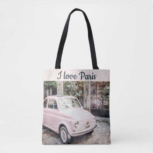 I Liebe Paris Street Scene Pink Car Tasche (Vorderseite)