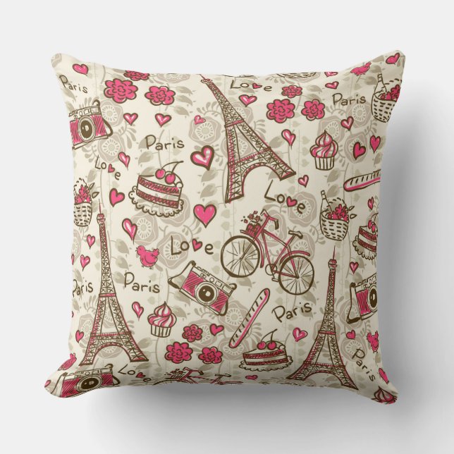 I Liebe Paris Throw Kissen (Vorderseite)