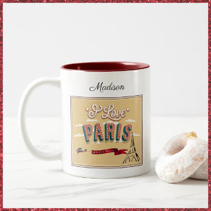 I Liebe Paris Vintage Travel Poster Zweifarbige Tasse