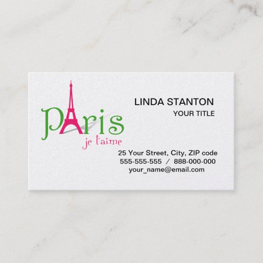 I Liebe Paris Visitenkarte (Vorderseite)