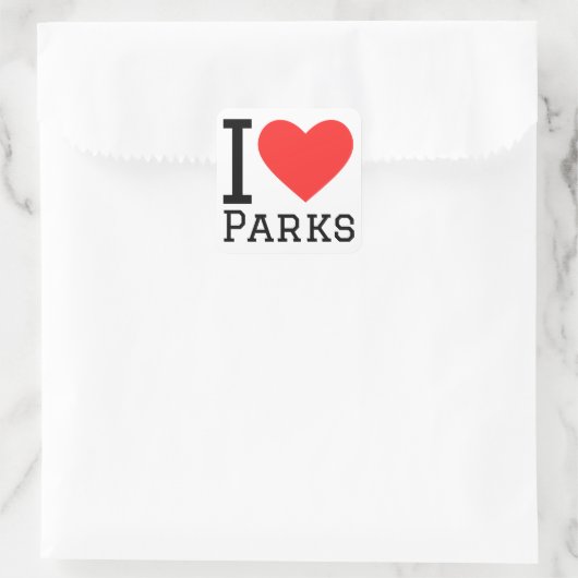 I Liebe Parks Quadratischer Aufkleber (Tasche)