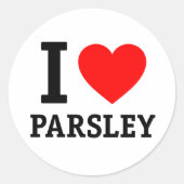 I Liebe Parsley Runder Aufkleber (Vorderseite)