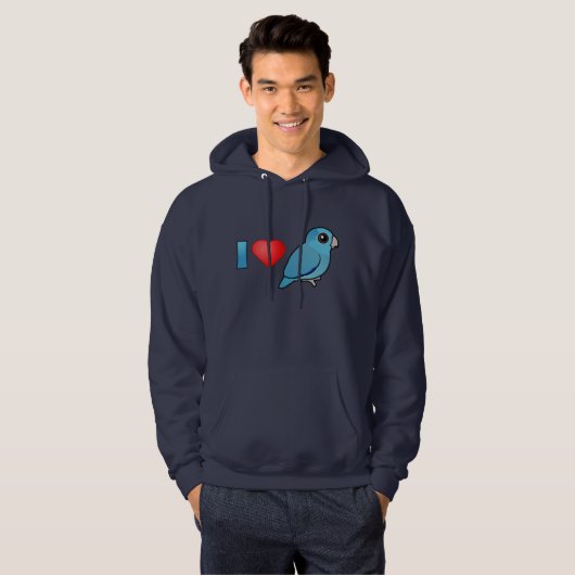 I Liebe pazifisches Parrotlets (blau) Hoodie (Vorne ganz)
