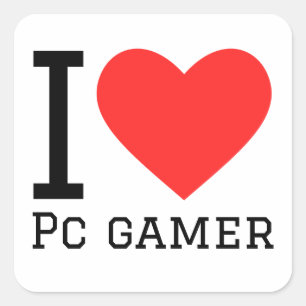 I Liebe PC Gamer Quadratischer Aufkleber