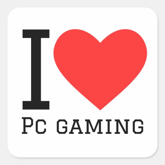 I Liebe PC Gaming Quadratischer Aufkleber (Vorderseite)