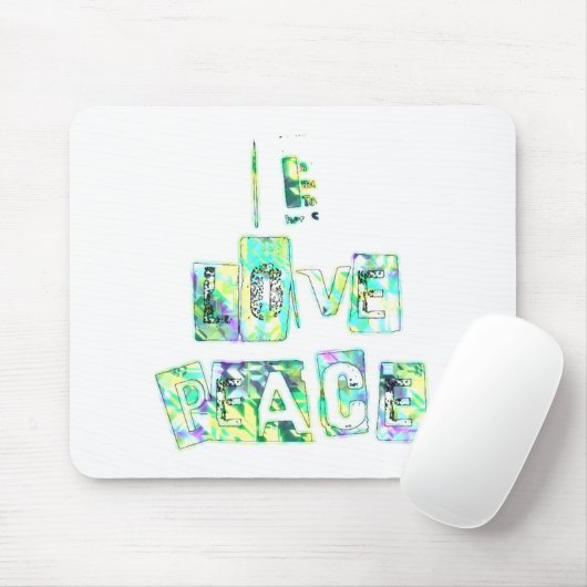 I Liebe Peace Beautiful Art Print Text Design Mousepad (Mit Mouse)