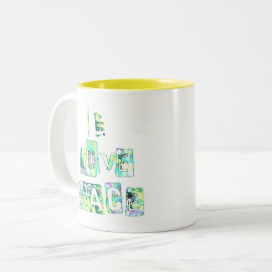 I Liebe Peace Beautiful Art Print Text Design Zweifarbige Tasse (Vorderseite Links)