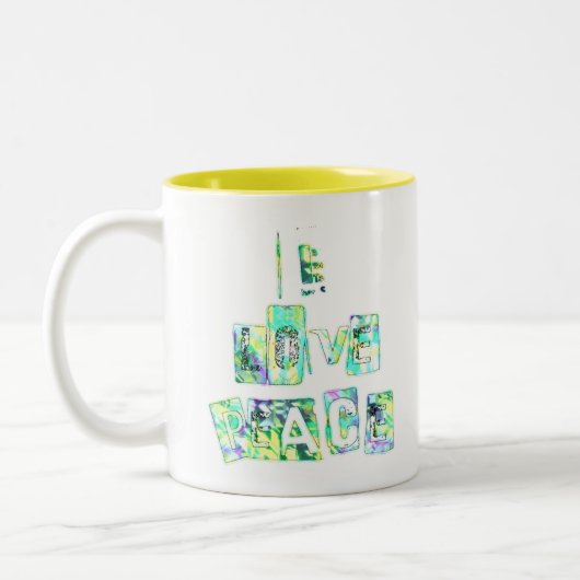 I Liebe Peace Beautiful Art Print Text Design Zweifarbige Tasse (Links)