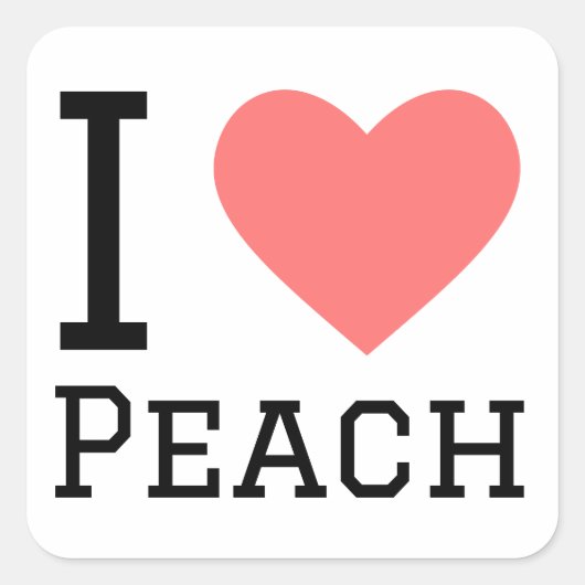 I Liebe Peach Quadratischer Aufkleber (Vorderseite)