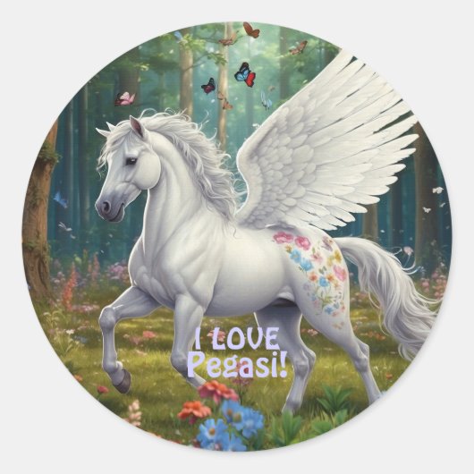 I LIEBE PEGASI Schöne Pegasus Stickers (Vorderseite)