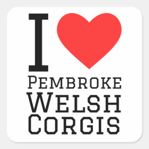 I Liebe Pembroke Schweißkorgis Quadratischer Aufkleber