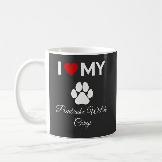 I Liebe Pembroke Welsh Corgi Hund Sondertext Kaffeetasse (Links)
