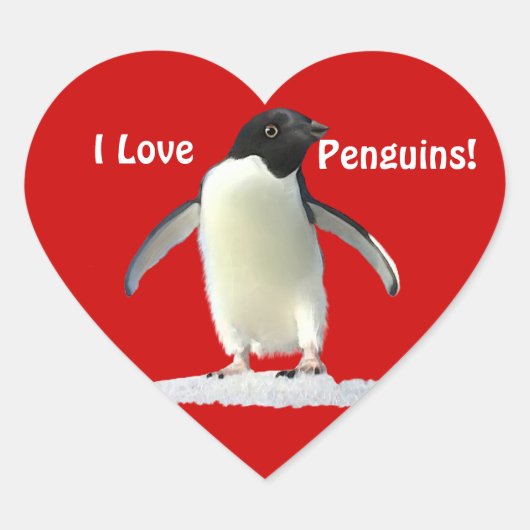 I LIEBE PENGUINS Niedlich Heart Stickers (Vorderseite)