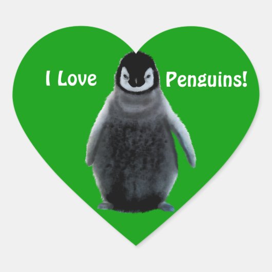 I LIEBE PENGUINS Niedlich Heart Stickers (Vorderseite)