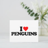 I LIEBE PENGUINS POSTKARTE (Stehend Vorderseite)