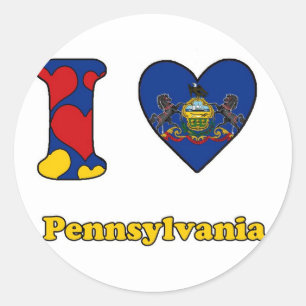 I Liebe Pennsylvania Runder Aufkleber