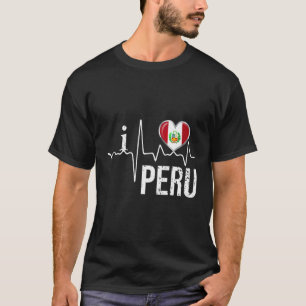 I Liebe Peru Heartbeat Flag für peruanische Pride T-Shirt