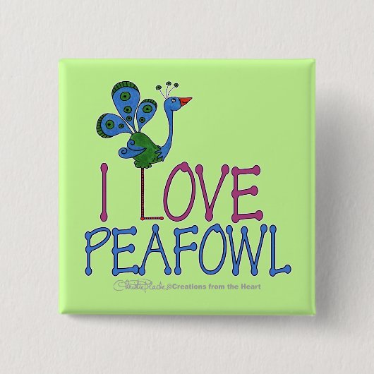 I LIEBE PFAU BUTTON (Vorderseite)