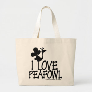 I LIEBE PFAU SILHOUETTE JUMBO STOFFBEUTEL